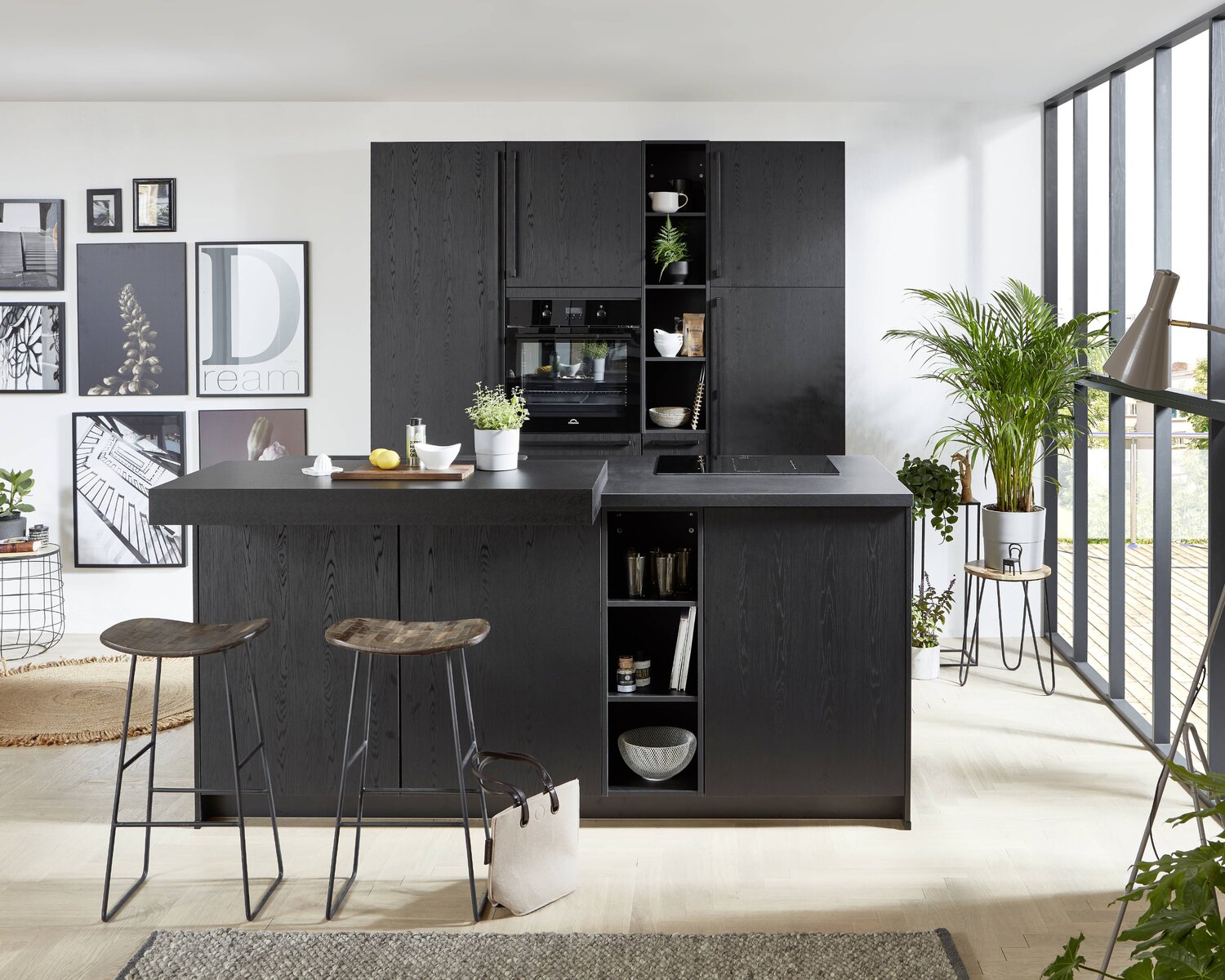 Küche Industrial Loft I Trendküche in Schwarzbeton und Eiche Sierra von ...