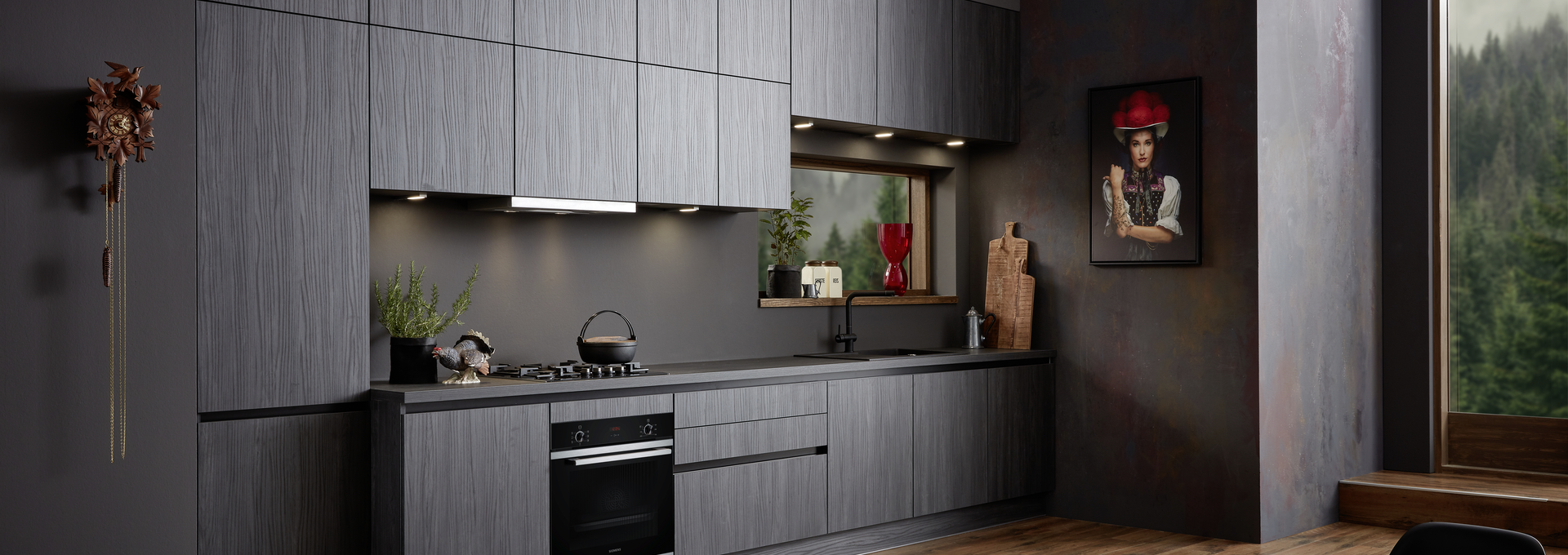Kuchenzeile Design Kuche In Black Burned Kuche Co
