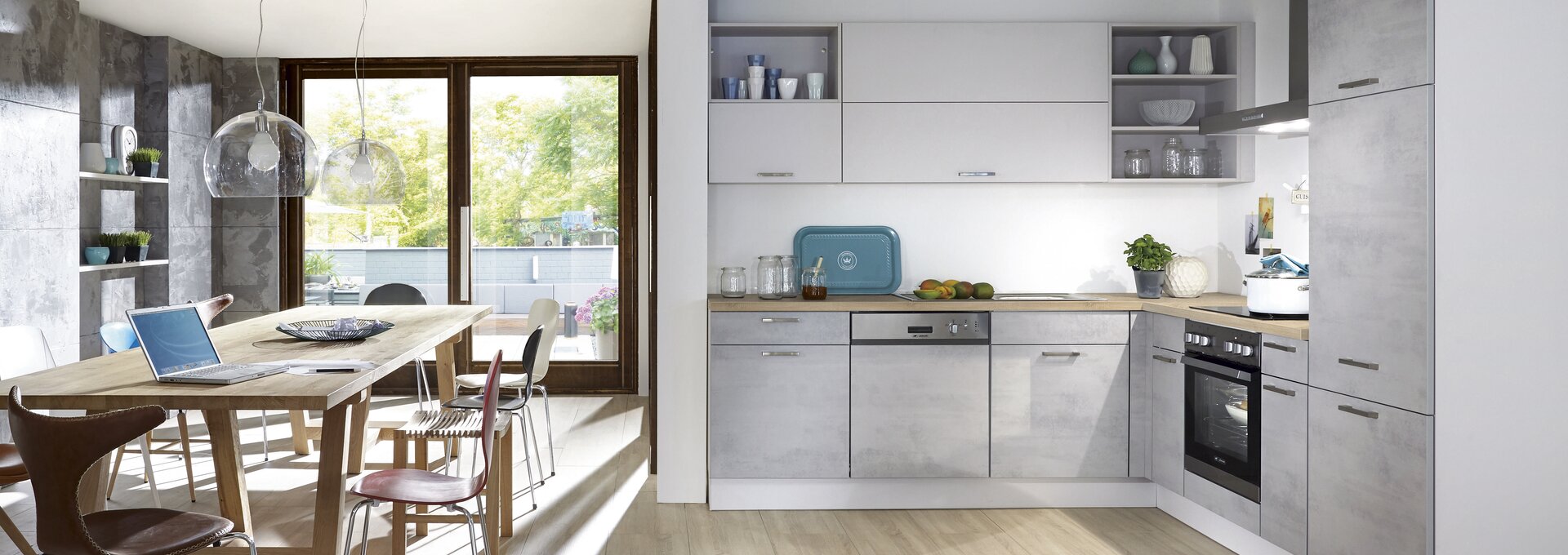 Küche LForm » Moderne Küche in Beton Grau Küche&Co
